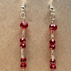 Elegant Red Beaded Earrings Style #011